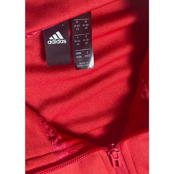 Adidas Womens Med Zip Front Track Coat Jacket Running Red with Stripes Pockets - Picture 4 of 12
